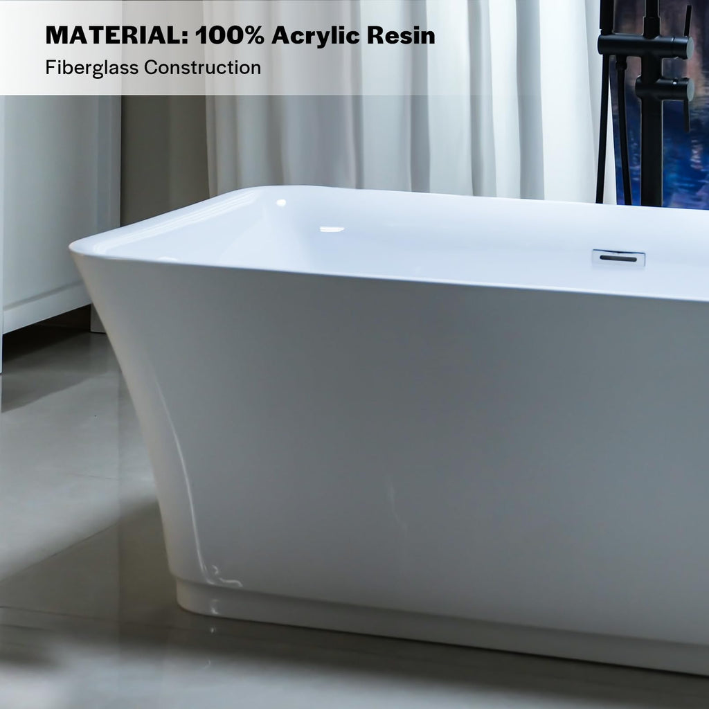 Empava 67" Luxury Freestanding Soaking Bathtub - Modern Oval Spa Tub