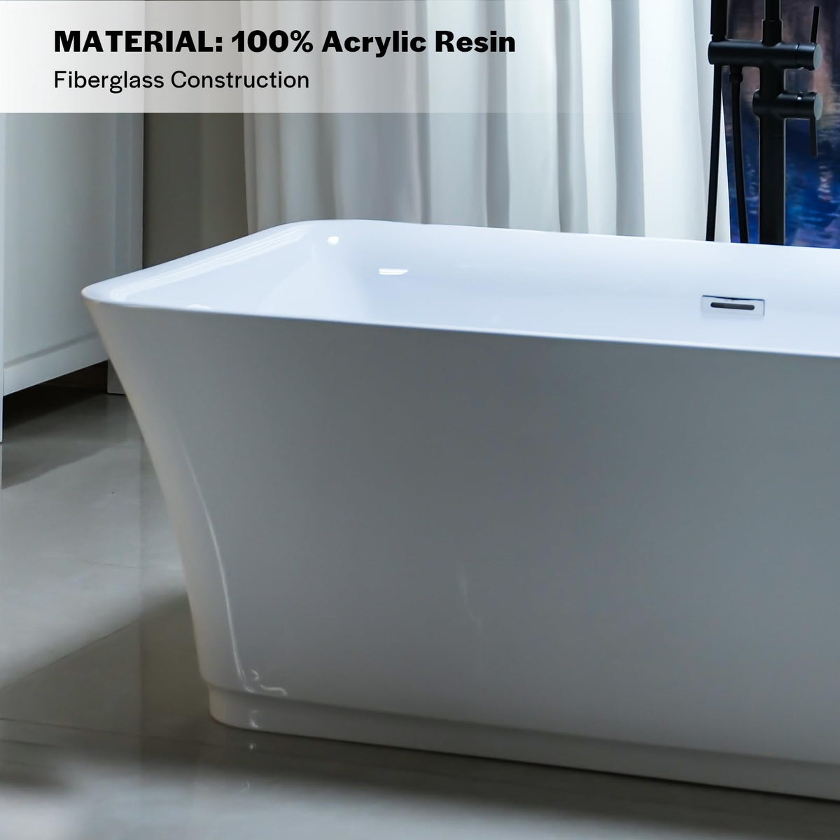Empava 67" Luxury Freestanding Soaking Bathtub - Modern Oval Spa Tub