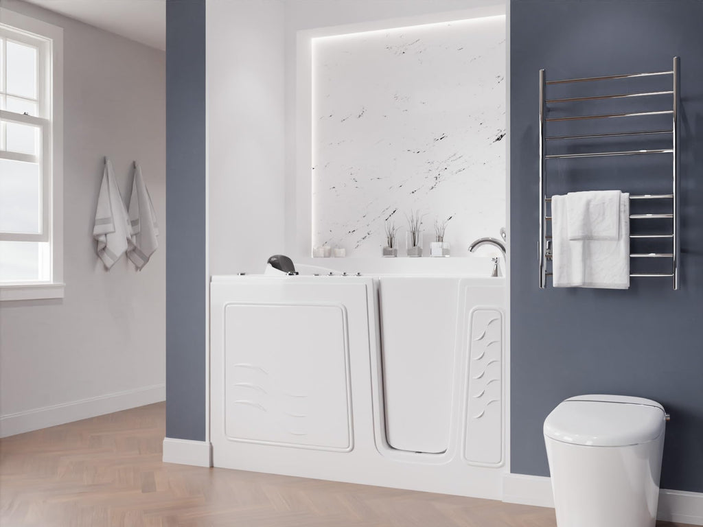 ANZZI Walk In Tub, 30 X 53 In, Left Drain, Air & Whirlpool Jets, 110v