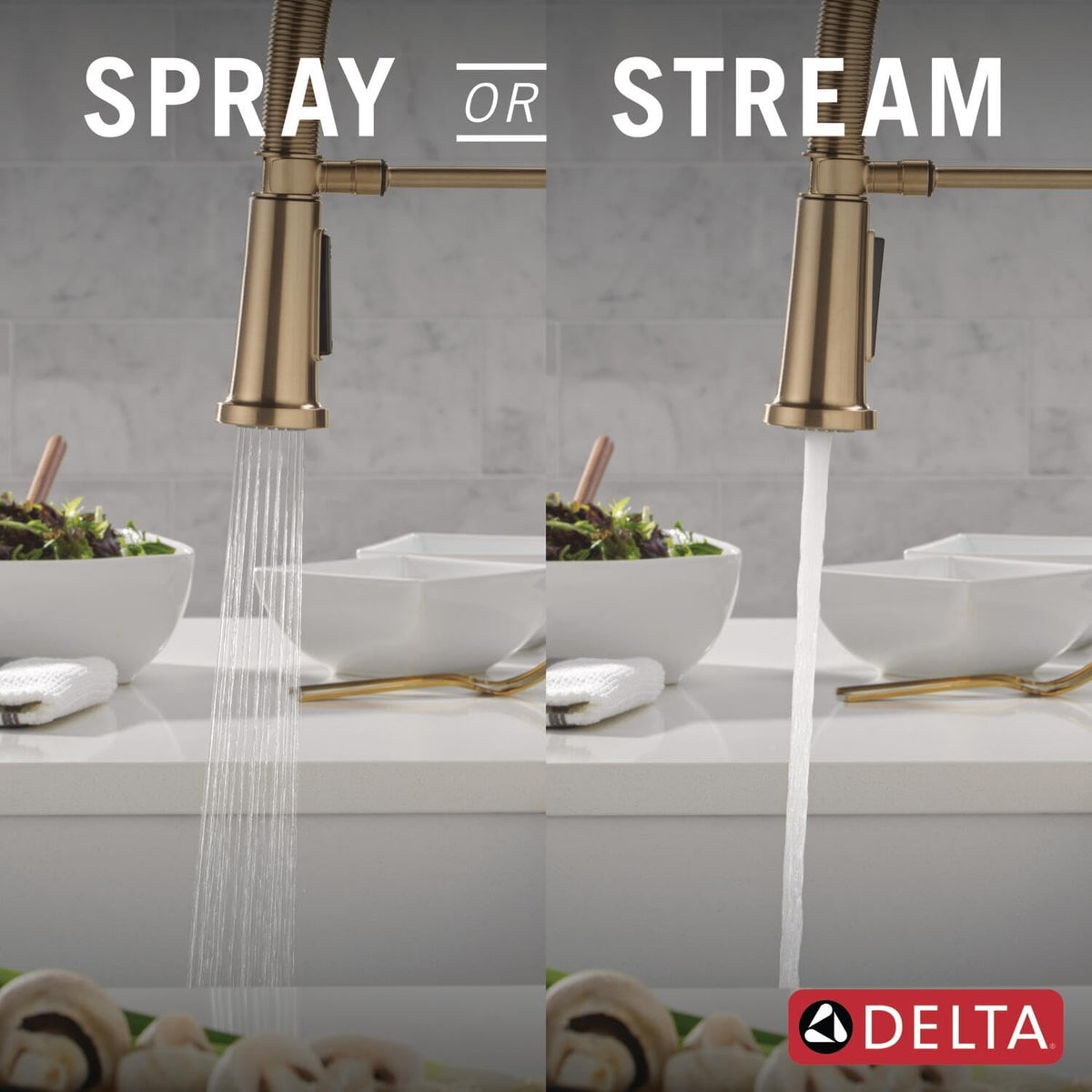 Delta Faucet Rhett Pro Commercial Style Kitchen Faucet with Pull Down Sprayer, Gold Commercial Kitchen Faucet, Spring Kitchen Faucet, Delta Kitchen Sink Faucet, Champagne Bronze 18829-CZ-DST