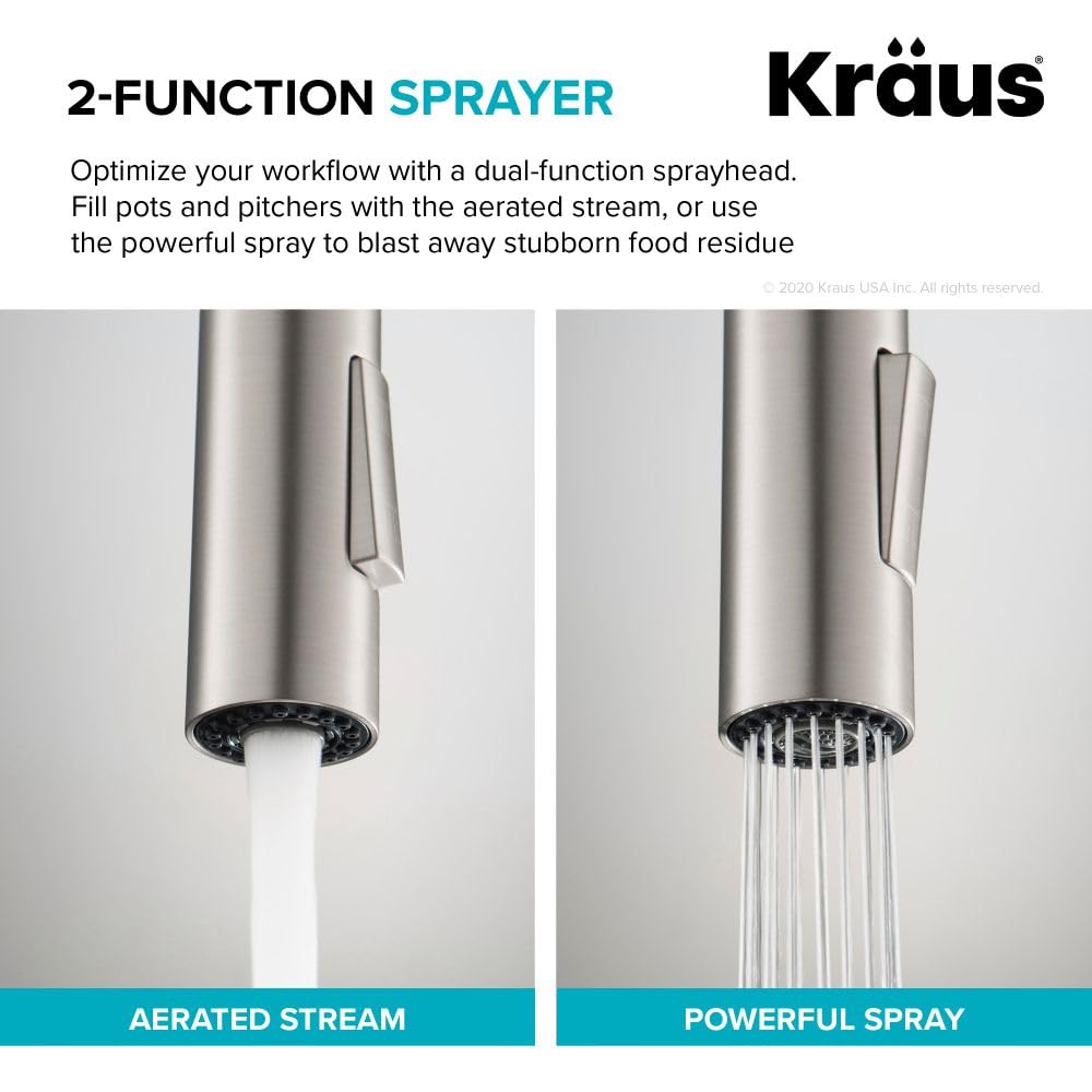 KRAUS Spot Free Stainless Steel Pull Down Kitchen Faucet KPF-2820SFS