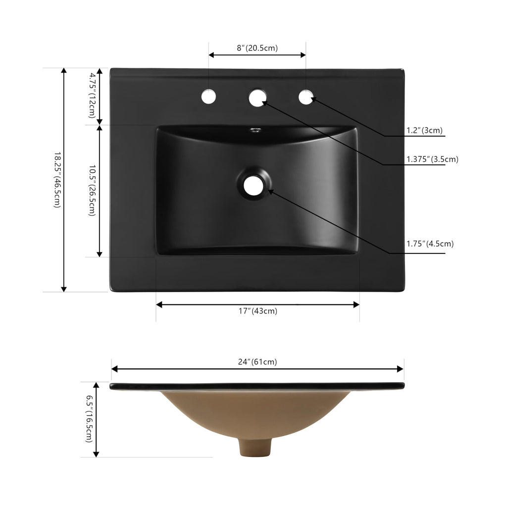 JONATHAN Y Ancillary 30" Bathroom 3-Hole Sink Top, White