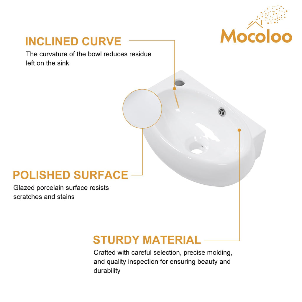 Mocoloo Bathroom Sink Undermount 22"x16" White Rectangle Porcelain Sink with Vertical Sides and Overflow Drain Under Counter Mount Ceramic Lavatory Vanity Sinks for Bathroom Interior Size 19 x 13
