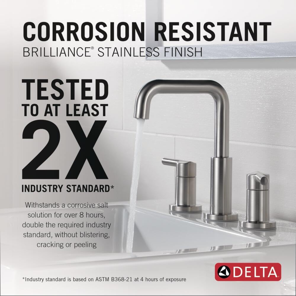 Delta Nicoli Brushed Gold Faucet 3 Hole, 8 Inch Widespread Bathroom Sink Faucet for Vanity, Push-Pop Drain Assembly, Champagne Bronze 35849LF-CZ