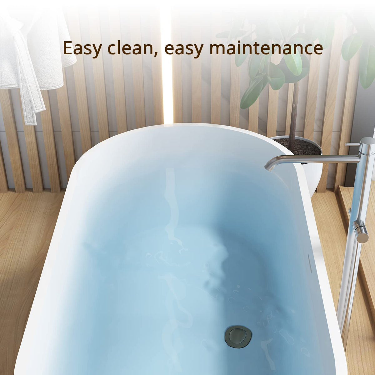 62" Lucite Acrylic Freestanding Bathtub, Double Slipper Soaking Tub