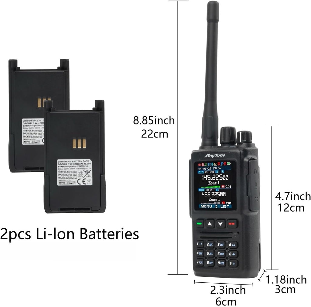 DMR Radio Handheld AT-D168UV Portable Ham Radio with VHF/UHF Dual Band, Long Range, APRS, Digital & Analog Mode, Rechargeable, Clear Audio, Easy Programming & Secure Encryption