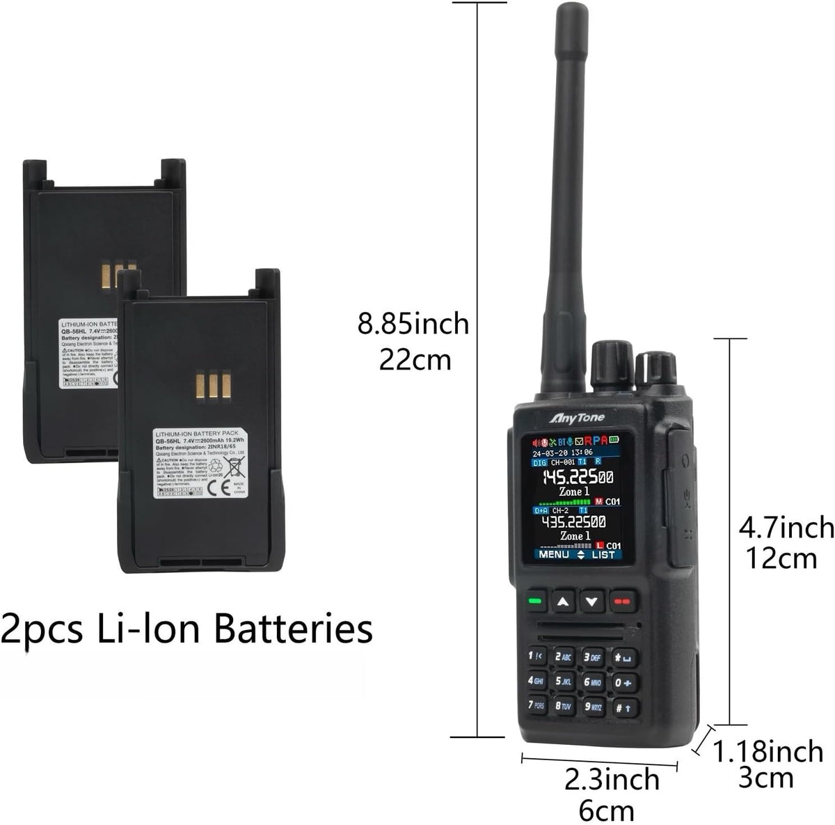 DMR Radio Handheld AT-D168UV Portable Ham Radio with VHF/UHF Dual Band, Long Range, APRS, Digital & Analog Mode, Rechargeable, Clear Audio, Easy Programming & Secure Encryption