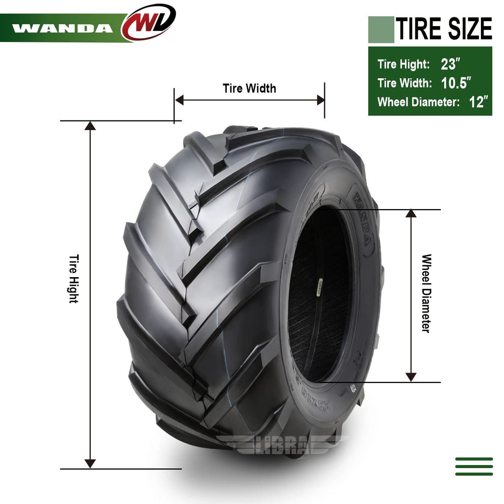WANDA 4PC 15X6-6 & 20X10-8 Lawn Mower Tractor Tires Super Lug -13078/13071