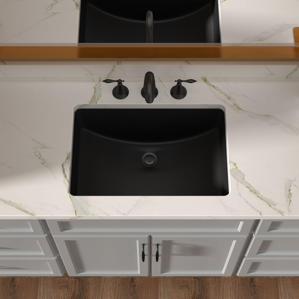 Lordear 17x12 Inch Undermount Bathroom Sink (Installation Size: 15"x10") Vanity Small Sinks Rectangle Pure White Porcelain Ceramic Bath Lavatory Vanity Sink Basin with Overflow