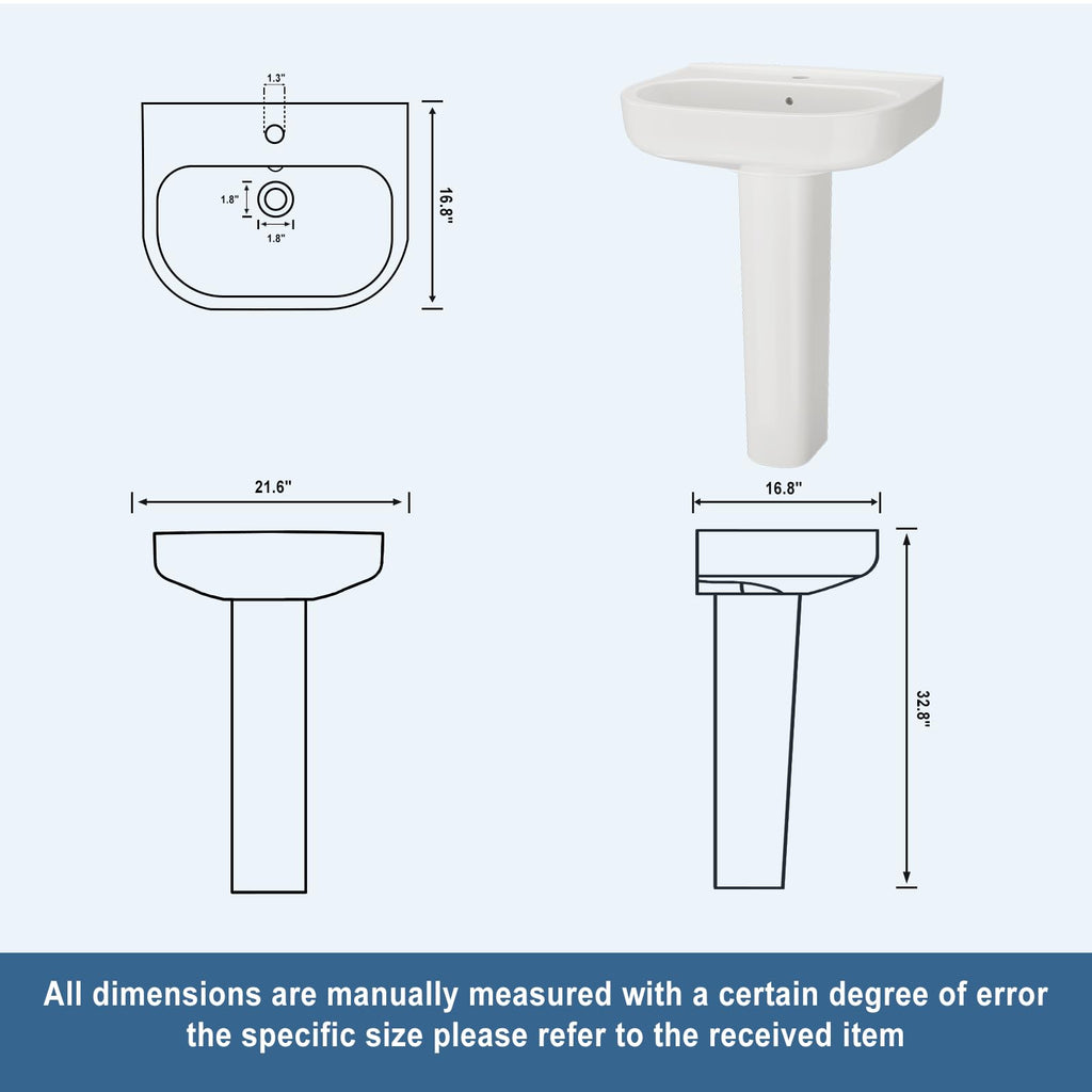 Garvee 20" W X 17" D W Bathroom Pedestal Sink, Pedestal Sink Combo