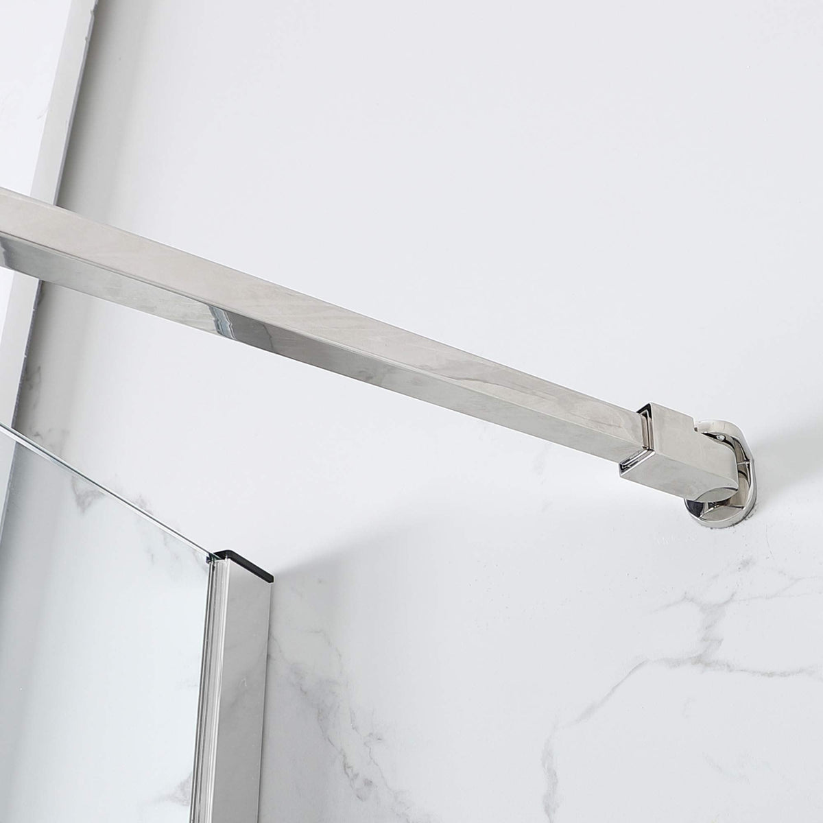 Woodbridge Frameless Hinged Bathtub Shower, 5/16" Tempered Panel, 48" W x 58" H Tub Glass Door in Matte Black Finish, Include Support Bar