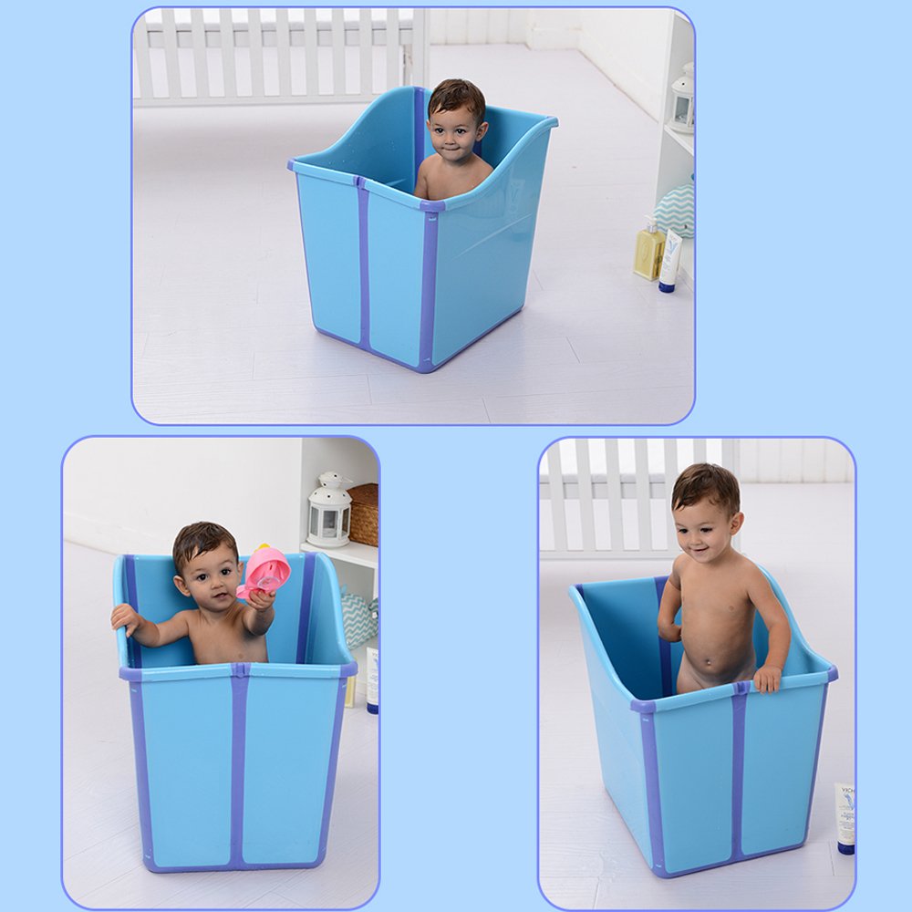 Large Collapsible Foldable Toddler Bathtub Blue