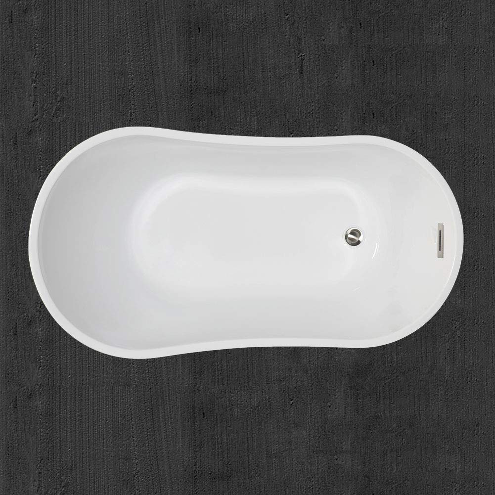 WOODBRIDGE 54" Acrylic Freestanding Bathtub Contemporary Soaking White Tub with Matte Black Overflow and Drain,B0006-MB