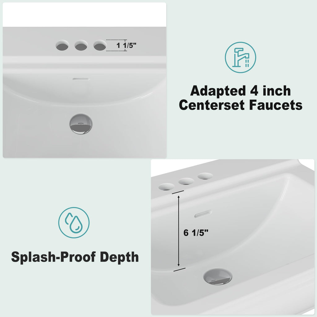 Garvee 20" W X 17" D W Bathroom Pedestal Sink, Pedestal Sink Combo