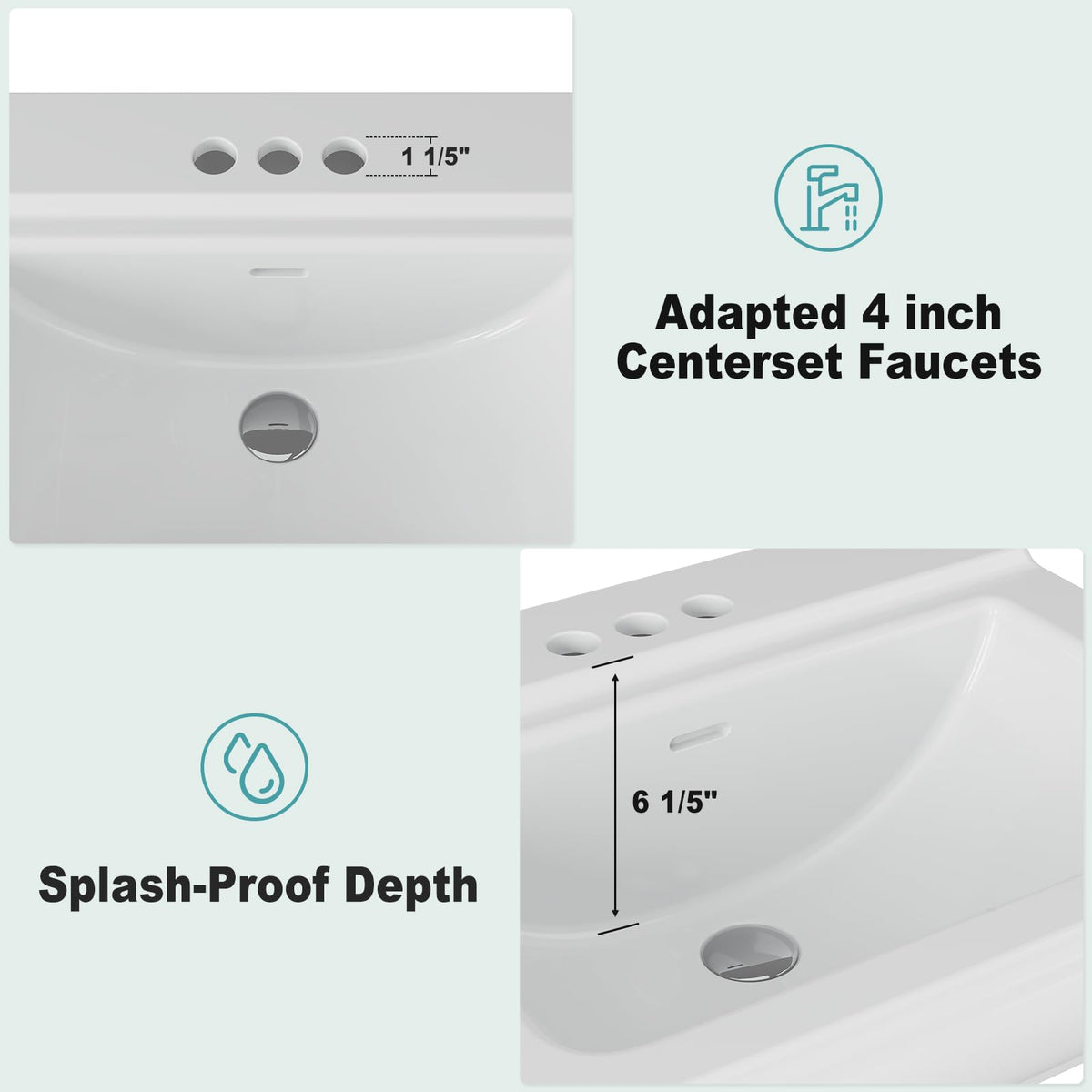 Garvee 20" W X 17" D W Bathroom Pedestal Sink, Pedestal Sink Combo