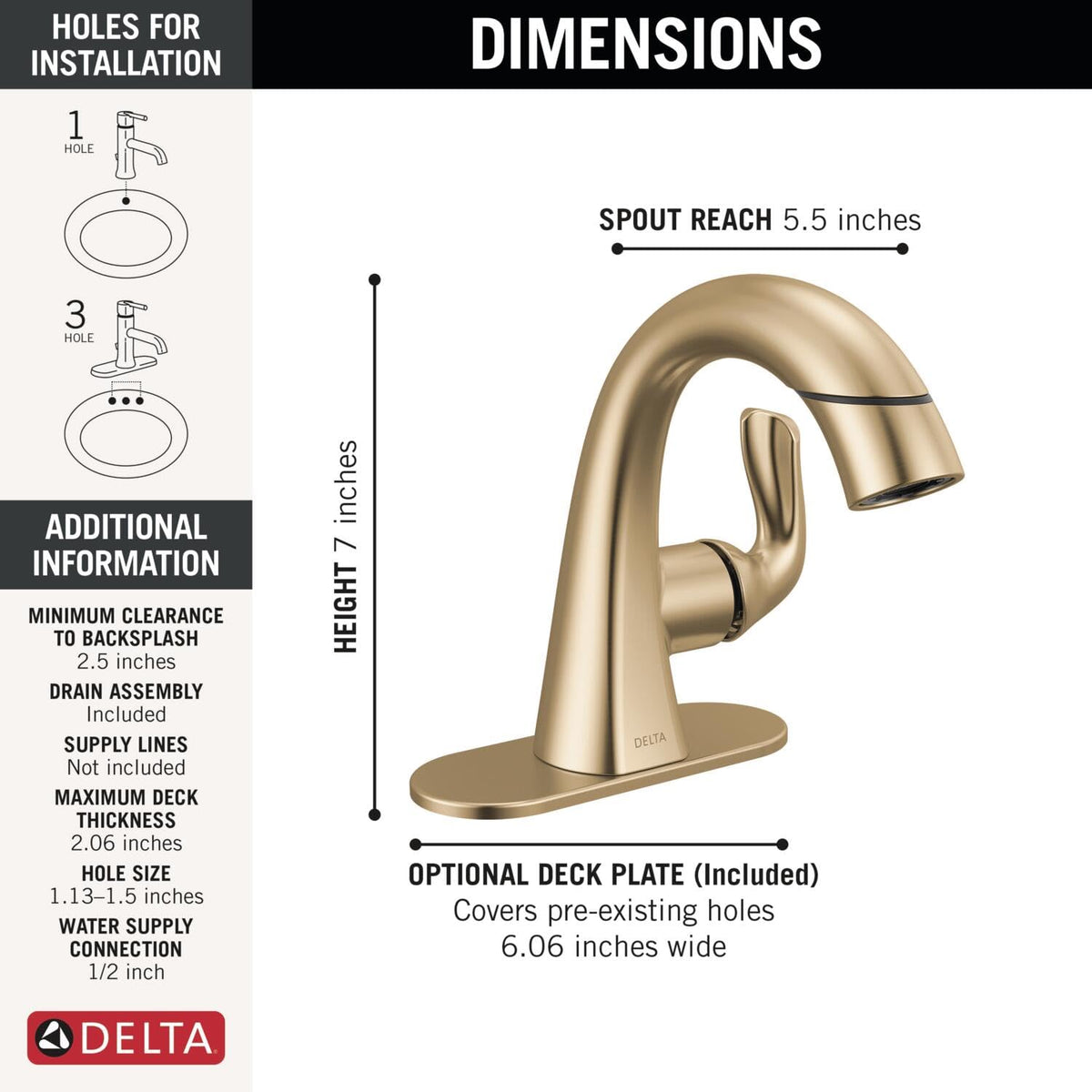 Delta Arvo Brushed Nickel Bathroom Faucet 1 Hole, Single Hole Bathroom Sink Faucet for Vanity, Push-Pop Drain Assembly, Spotshield Stainless 15840LF-SP