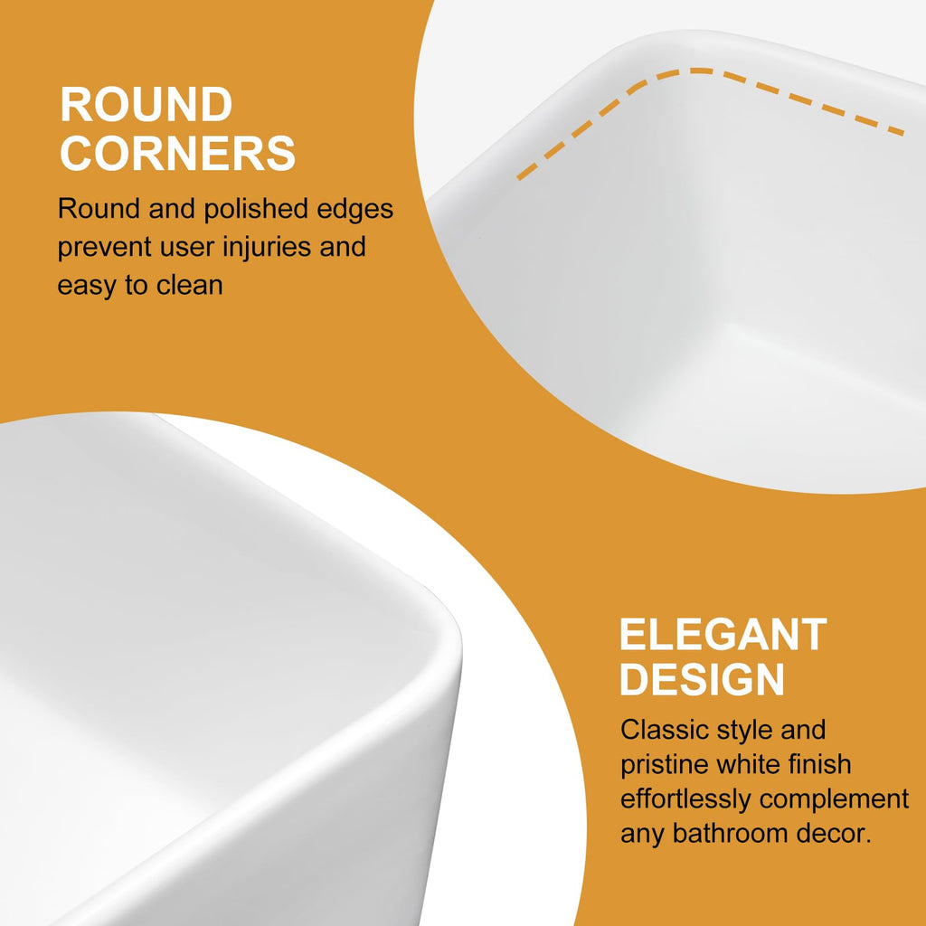 Mocoloo Bathroom Sink Undermount 22"x16" White Rectangle Porcelain Sink with Vertical Sides and Overflow Drain Under Counter Mount Ceramic Lavatory Vanity Sinks for Bathroom Interior Size 19 x 13