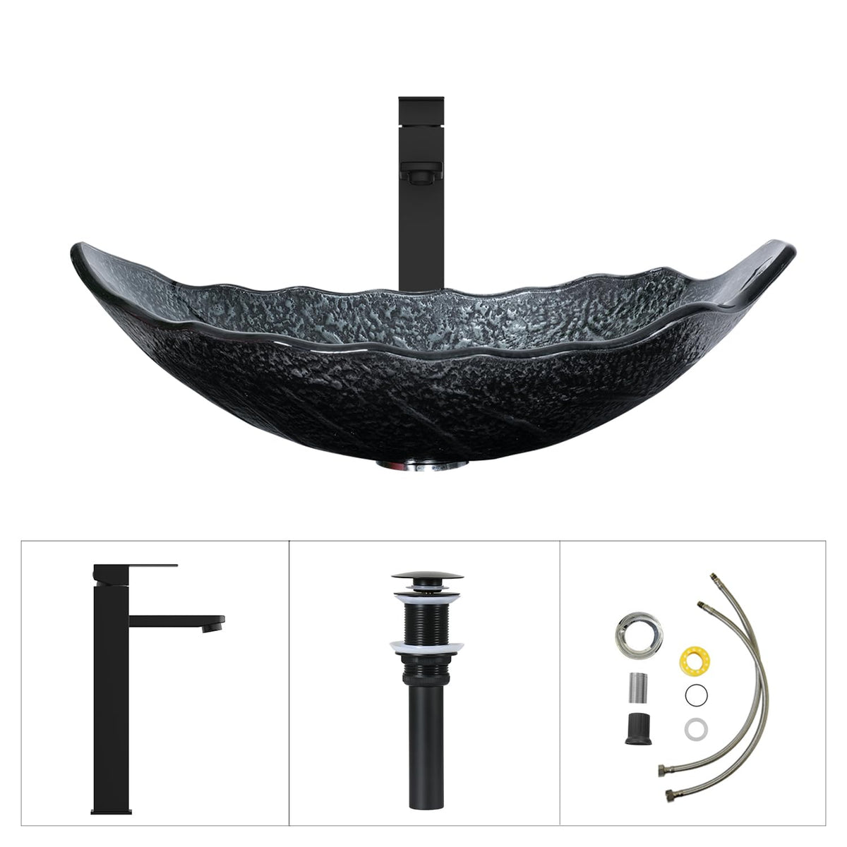 Bathroom Boat Shape Artistic Glass Vessel Sink, Gold
