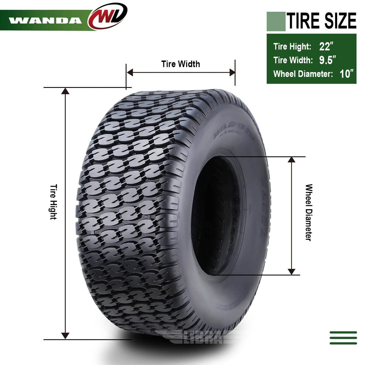 WANDA Set 2 23x10.5-12 Lawn Mower Cart Turf Tires P332 /4 ply - 13049