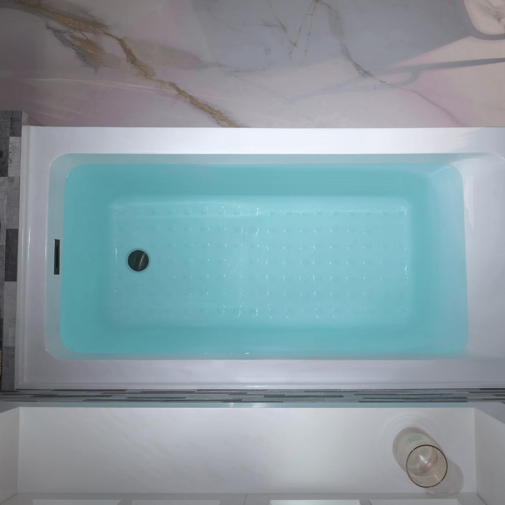 WOODBRIDGE 60" Acrylic Rectangular Alcove Soaking Bathtub in White with Left Drain, Brushed Nickel pop-up Drain Included, LB428-L
