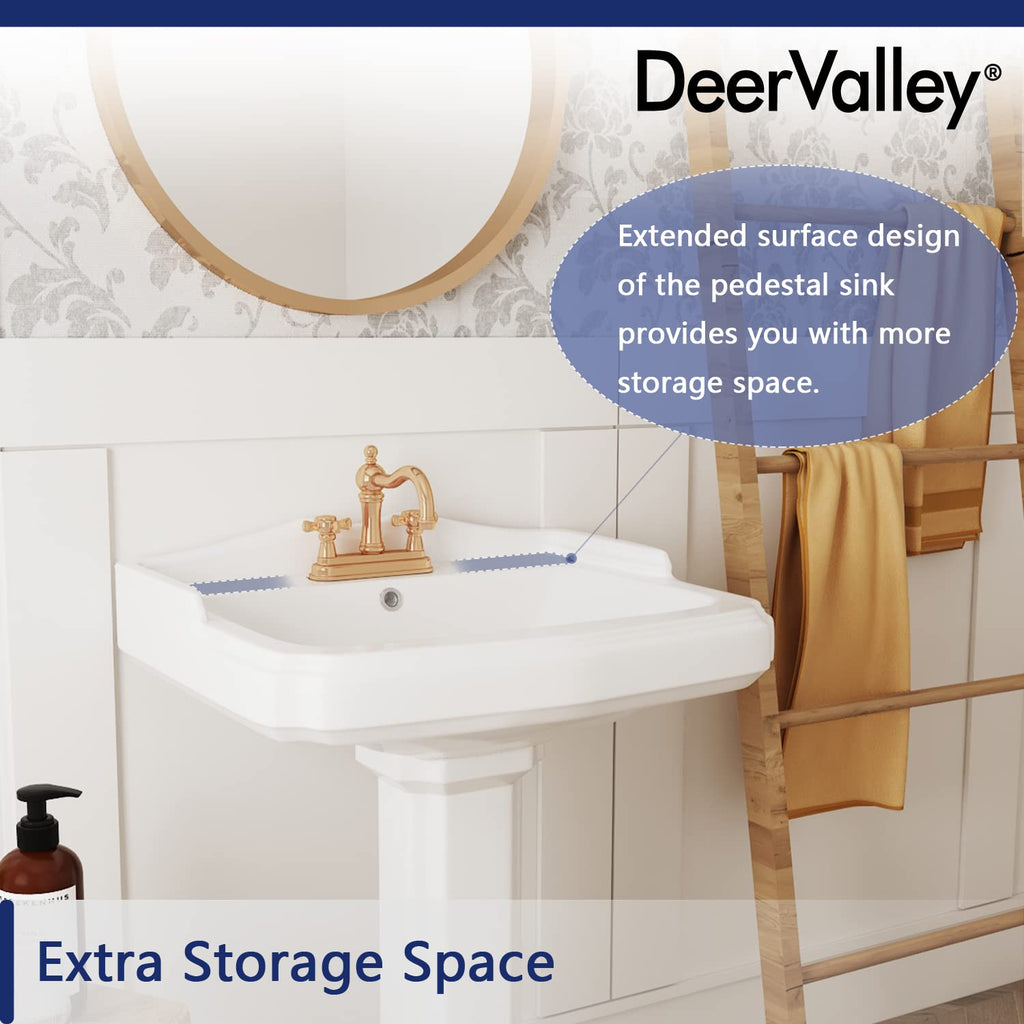 DeerValley Compact Bathroom Sink White 20"x17" Ceramic Sleek Basin DV-1P523