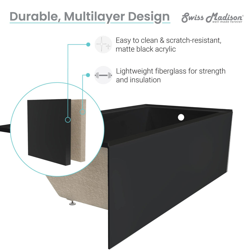 Voltaire 60" x 32" Right-Hand Drain Alcove Bathtub with Apron