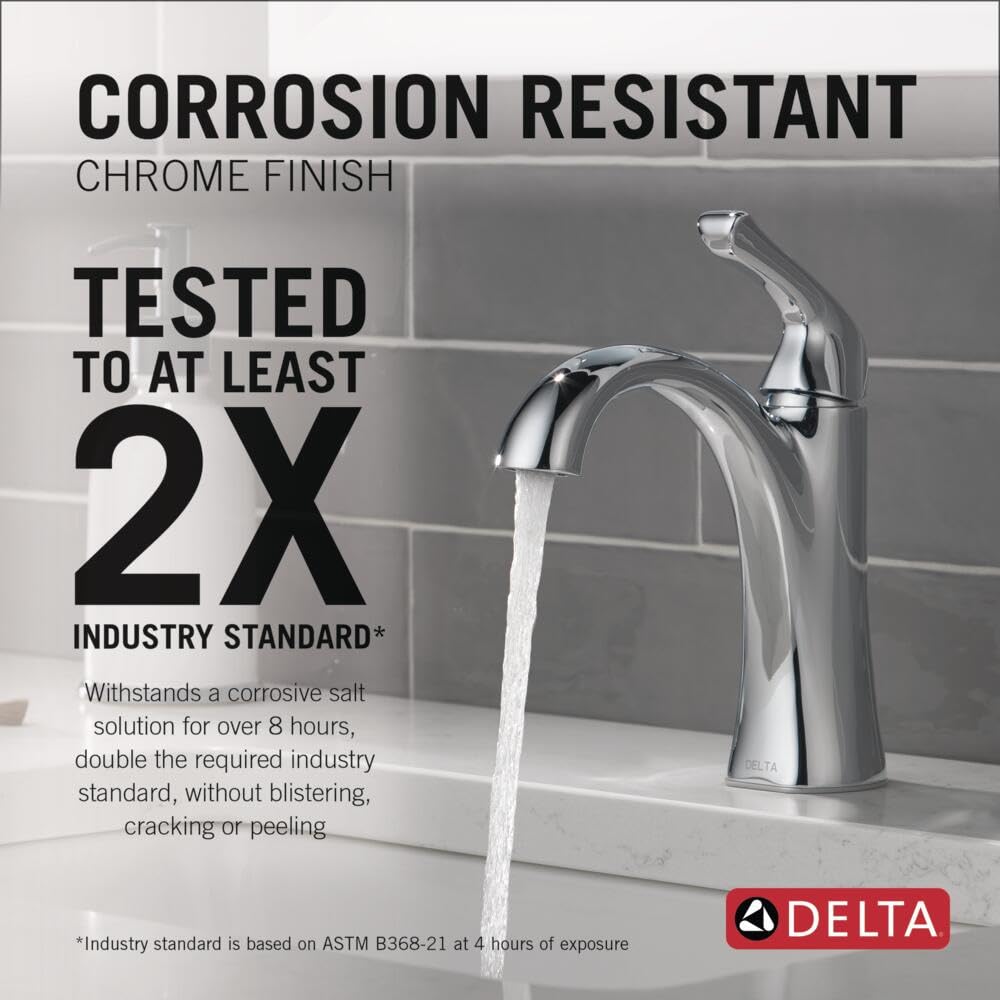 Delta Arvo Brushed Nickel Bathroom Faucet 1 Hole, Single Hole Bathroom Sink Faucet for Vanity, Push-Pop Drain Assembly, Spotshield Stainless 15840LF-SP