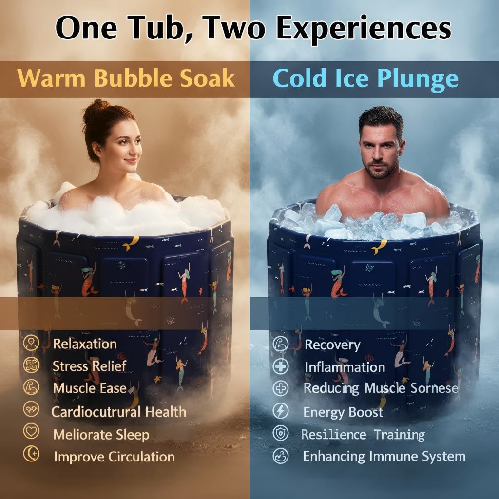 Portable Bathtub for Adult, Foldable Soaking Bathtub for Hot SPA&Ice Bath, Foldable Small Bathtub collapsible bathtub for Bathing, 6-layer Insulated portable tub,Space-Saving (black 41.3X26.6 IN)