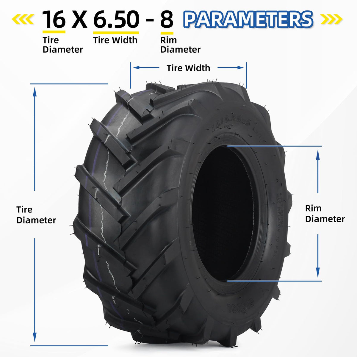 GICOOL 20x10.00-8 Ag Lug High-Traction Lawn Mower Tubeless Tire, 4 Ply