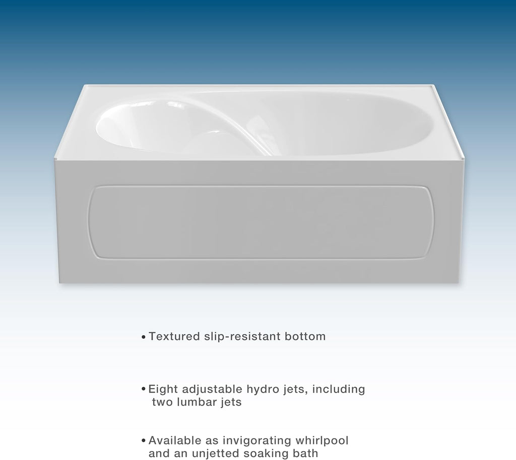 PROFLO PFS6042A Lansford 60" x 42" Drop In Acrylic Soaking Tub with Reversible Drain and Overflow - White