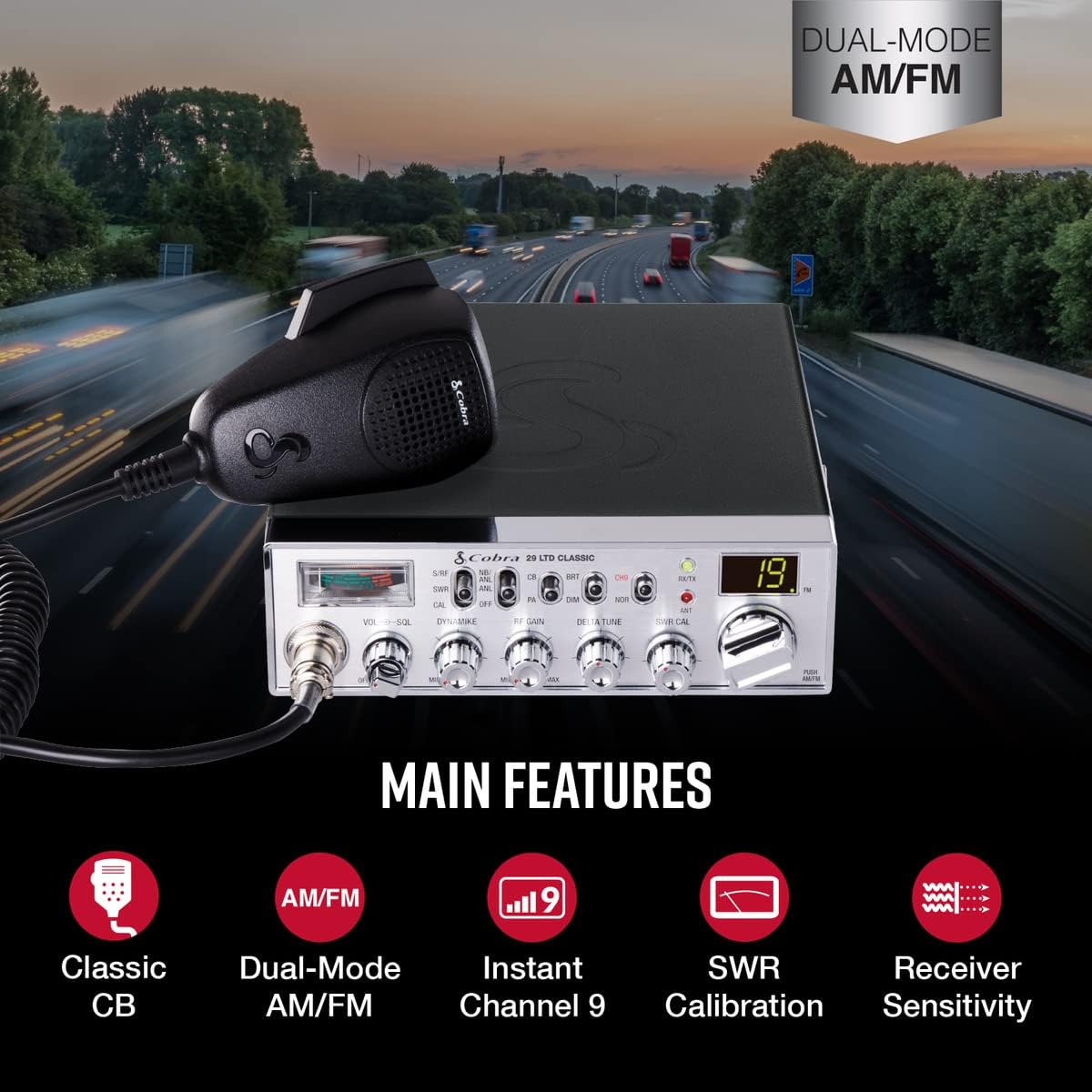 Cobra 29 LTD Professional CB Radio + 18' RG-58A/U Coaxial Cable With Pl-259 Connectors Bundle