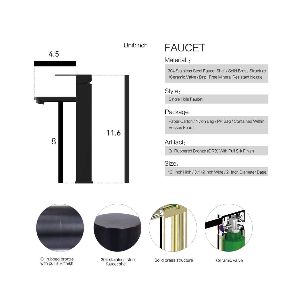 Ceramic Bathroom Sink, Black 19" x 15" Above Counter Porcelain Vessel Sink