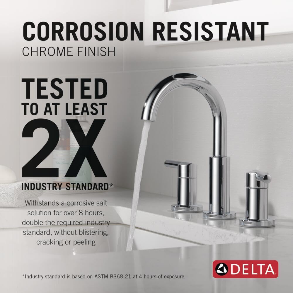 Delta Nicoli Brushed Gold Faucet 3 Hole, 8 Inch Widespread Bathroom Sink Faucet for Vanity, Push-Pop Drain Assembly, Champagne Bronze 35749LF-CZ