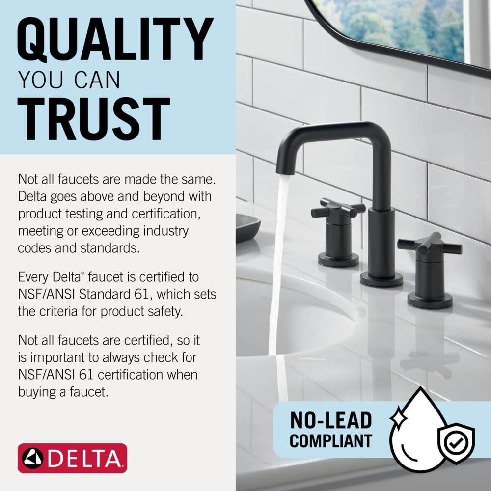Delta Roe Centerset Brushed Nickel Bathroom Faucet, 4 Inch 3 Hole Bathroom Sink Faucet for Vanity, Push-Pop Drain Assembly, Stainless 25985LF-SS