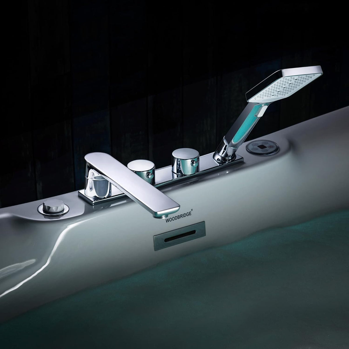 WOODBRIDGE 72"Ã35-3/8" Whirlpool & Air, Heated Soaking Bathtub with Faucet