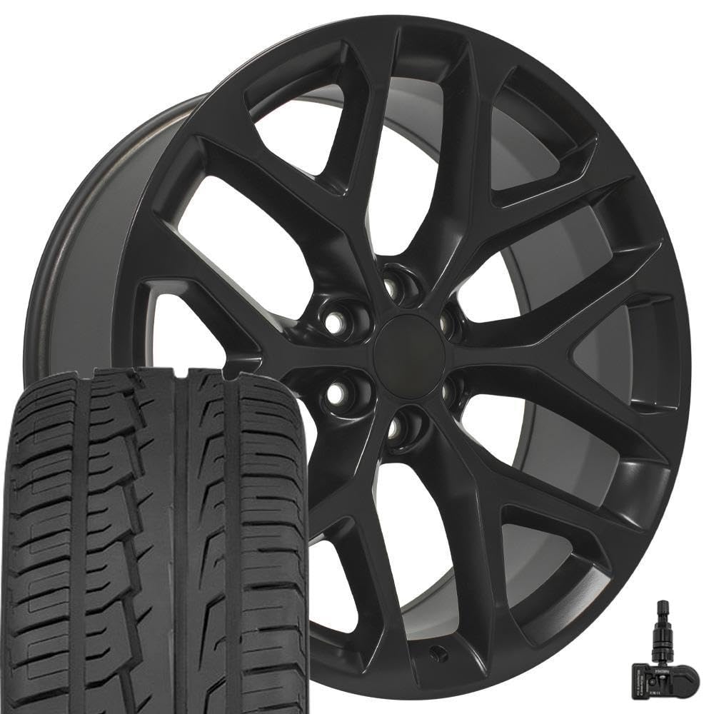 OE Wheels CV98B 22x9 Set(4) Black 6x139.7 & Sailun Tires