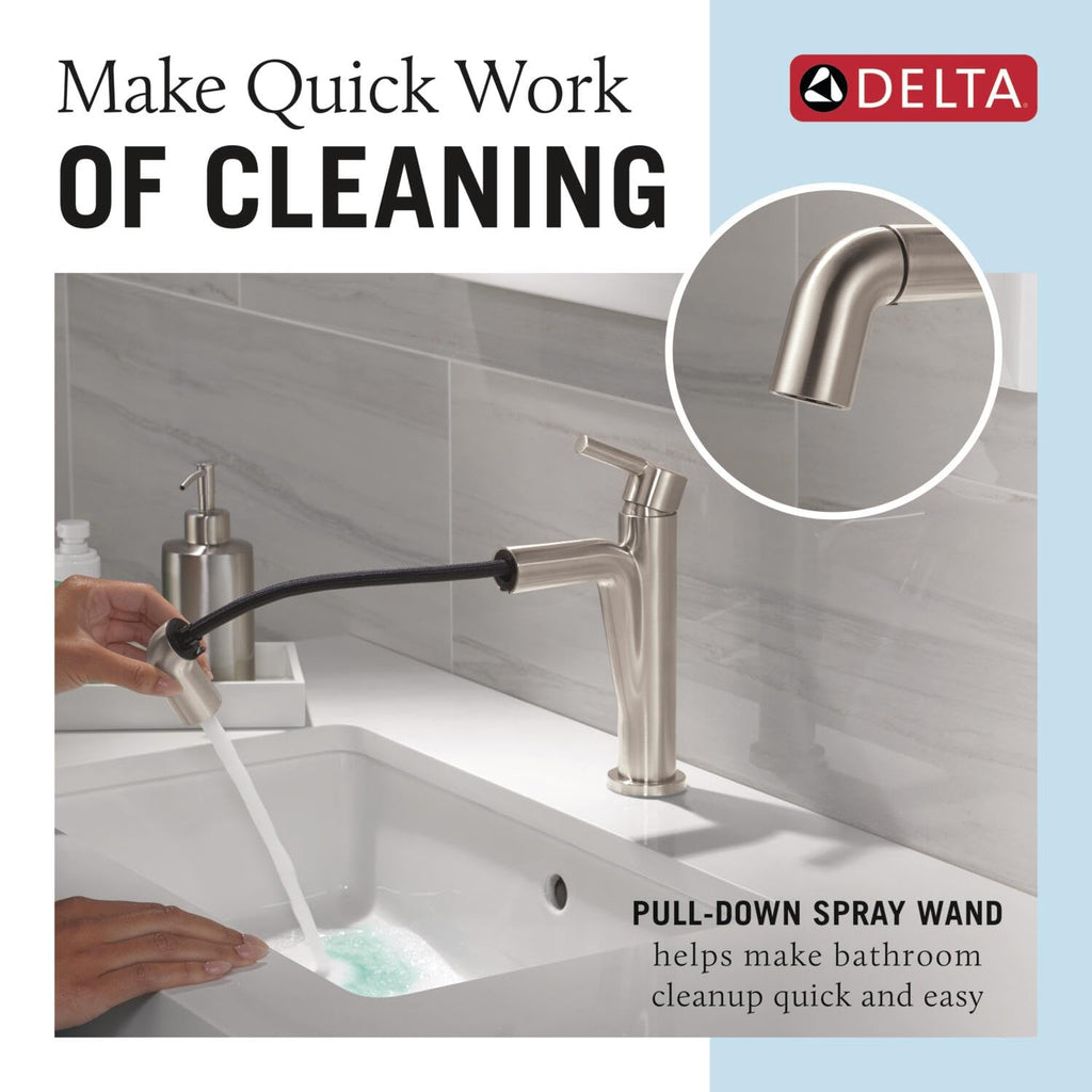 Delta Nicoli Brushed Gold Bathroom Faucet 1 Hole, Single Hole Bathroom Sink Faucet for Vanity, Push-Pop Drain Assembly, Champagne Bronze 15849LF-CZ