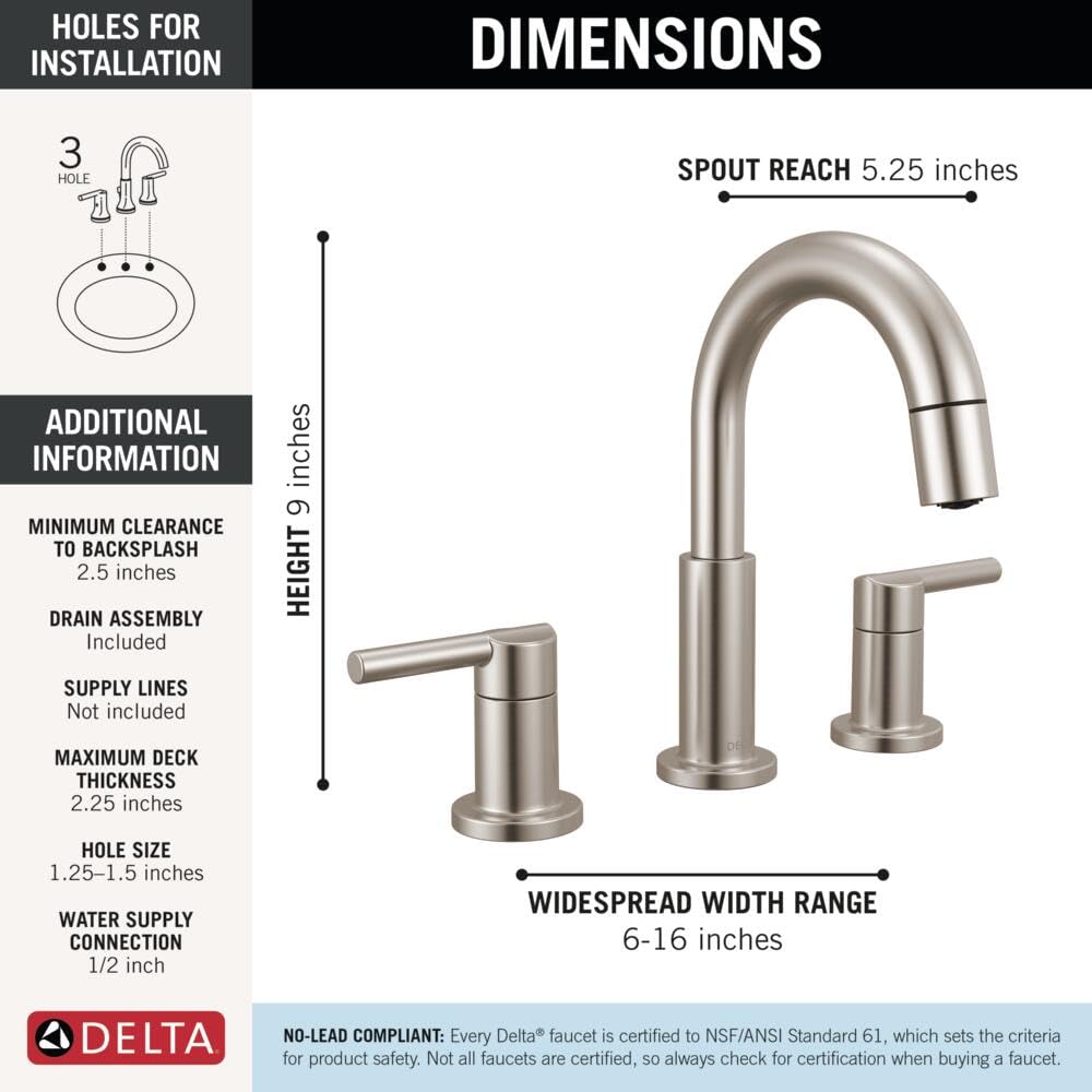 Delta Nicoli Brushed Gold Faucet 3 Hole, 8 Inch Widespread Bathroom Sink Faucet for Vanity, Push-Pop Drain Assembly, Champagne Bronze 35749LF-CZ
