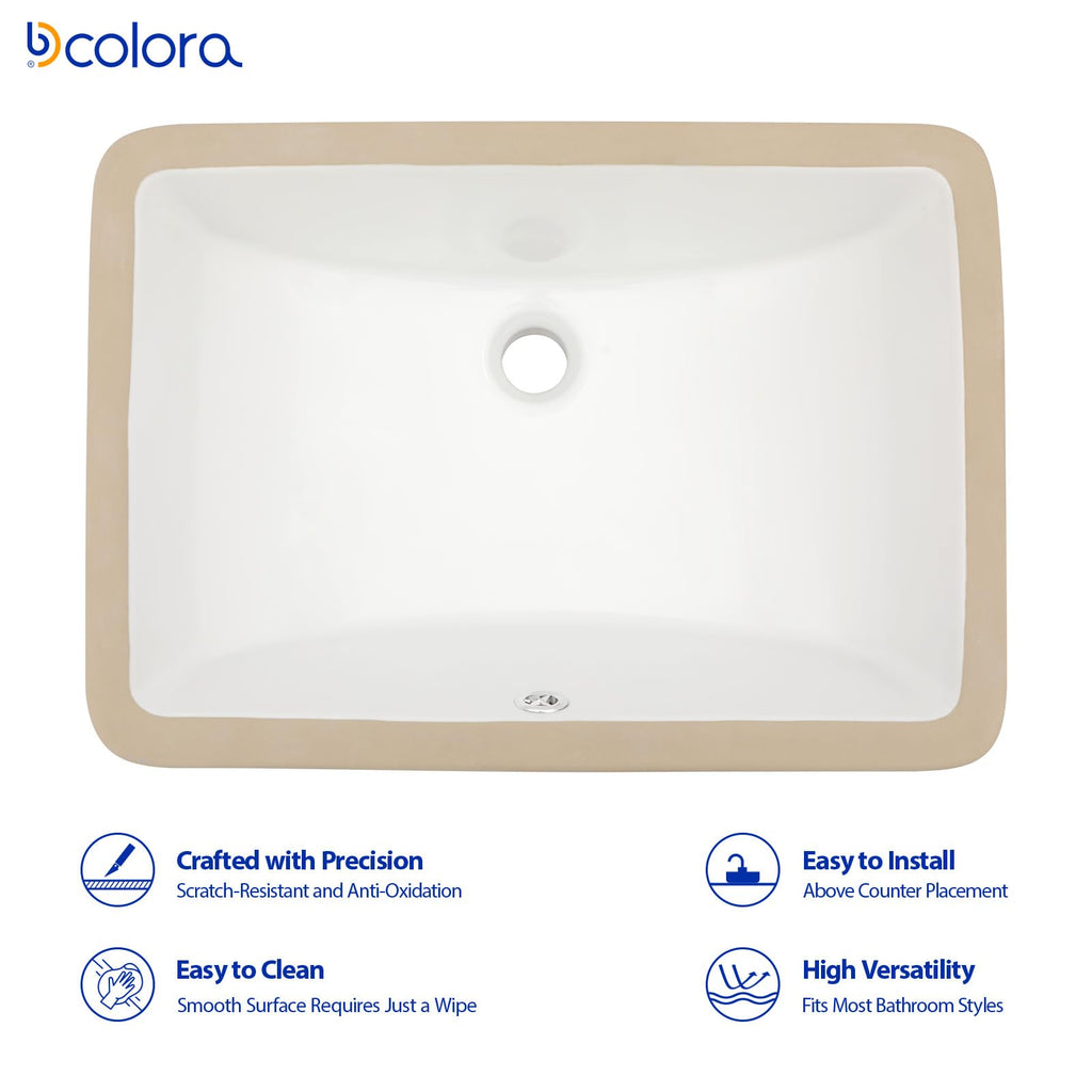 Undermount Bathroom Sink Oval - Dcolora 18"x15" White Porcelain Ceramic Oval Vessel Sink Under Counter Lavatory Vanity Bath Sink Bowl Basin With Overflow