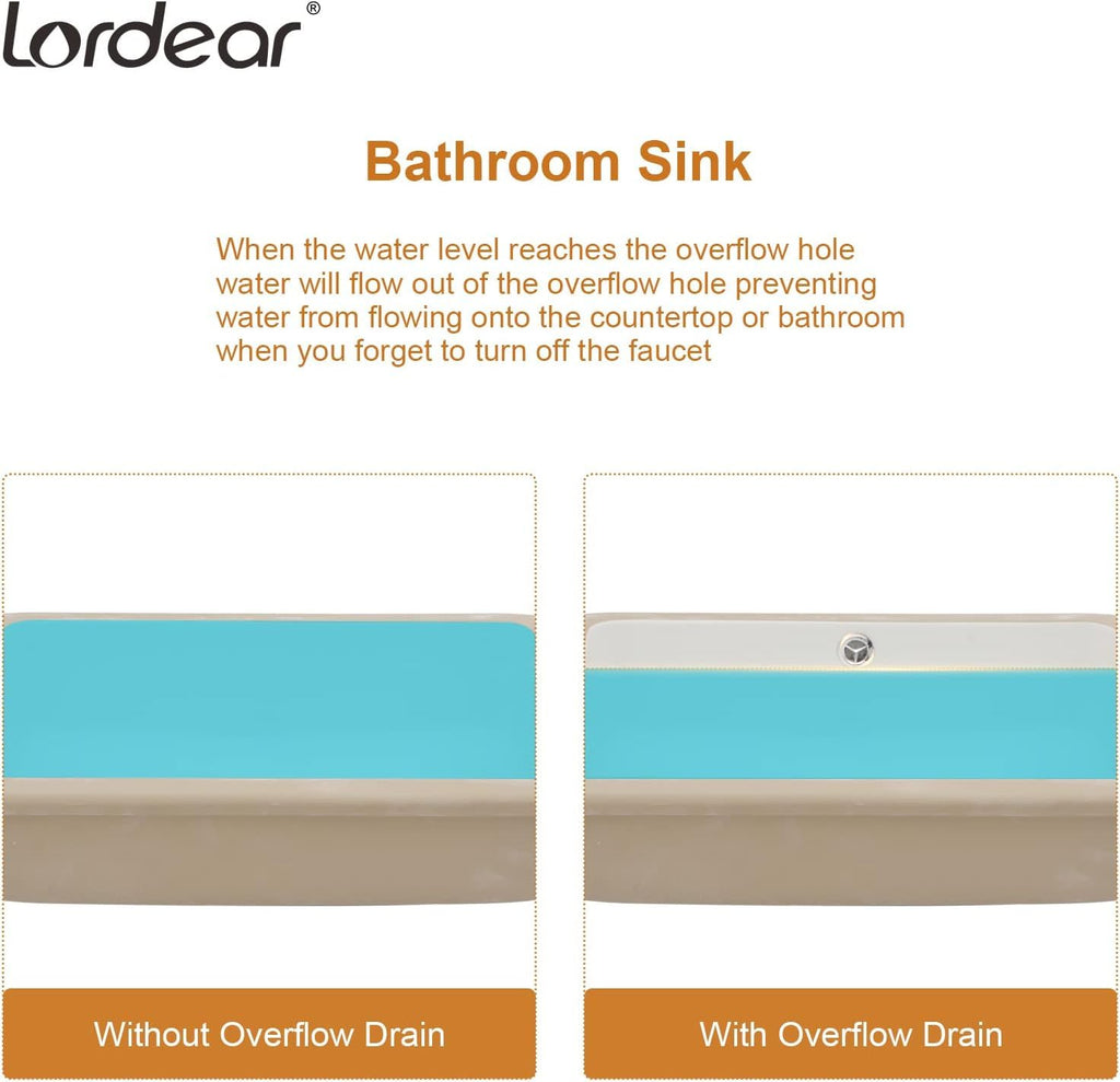 Lordear 17x12 Inch Undermount Bathroom Sink (Installation Size: 15"x10") Vanity Small Sinks Rectangle Pure White Porcelain Ceramic Bath Lavatory Vanity Sink Basin with Overflow
