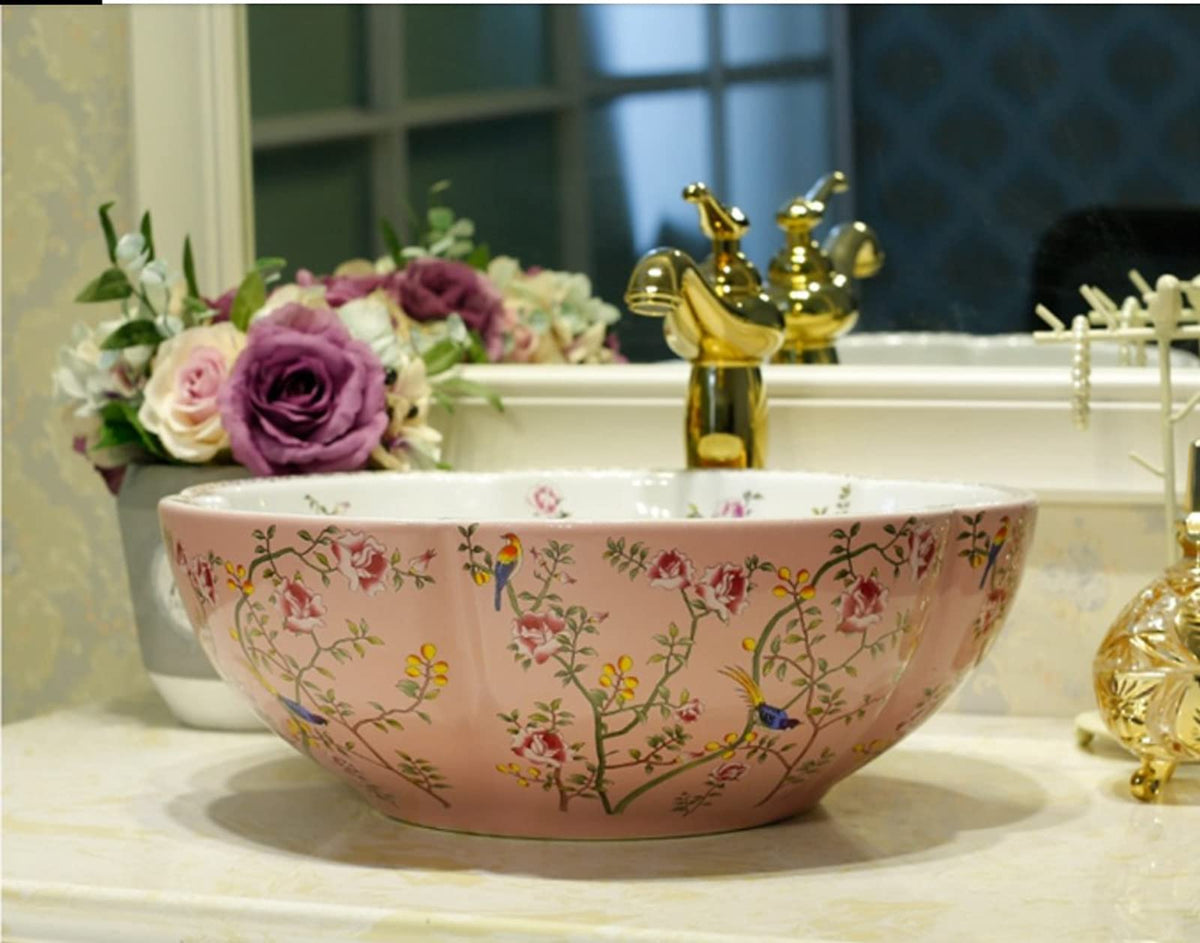 White Ceramic Bathroom Vessel Sink Artistic 1 Sink Only