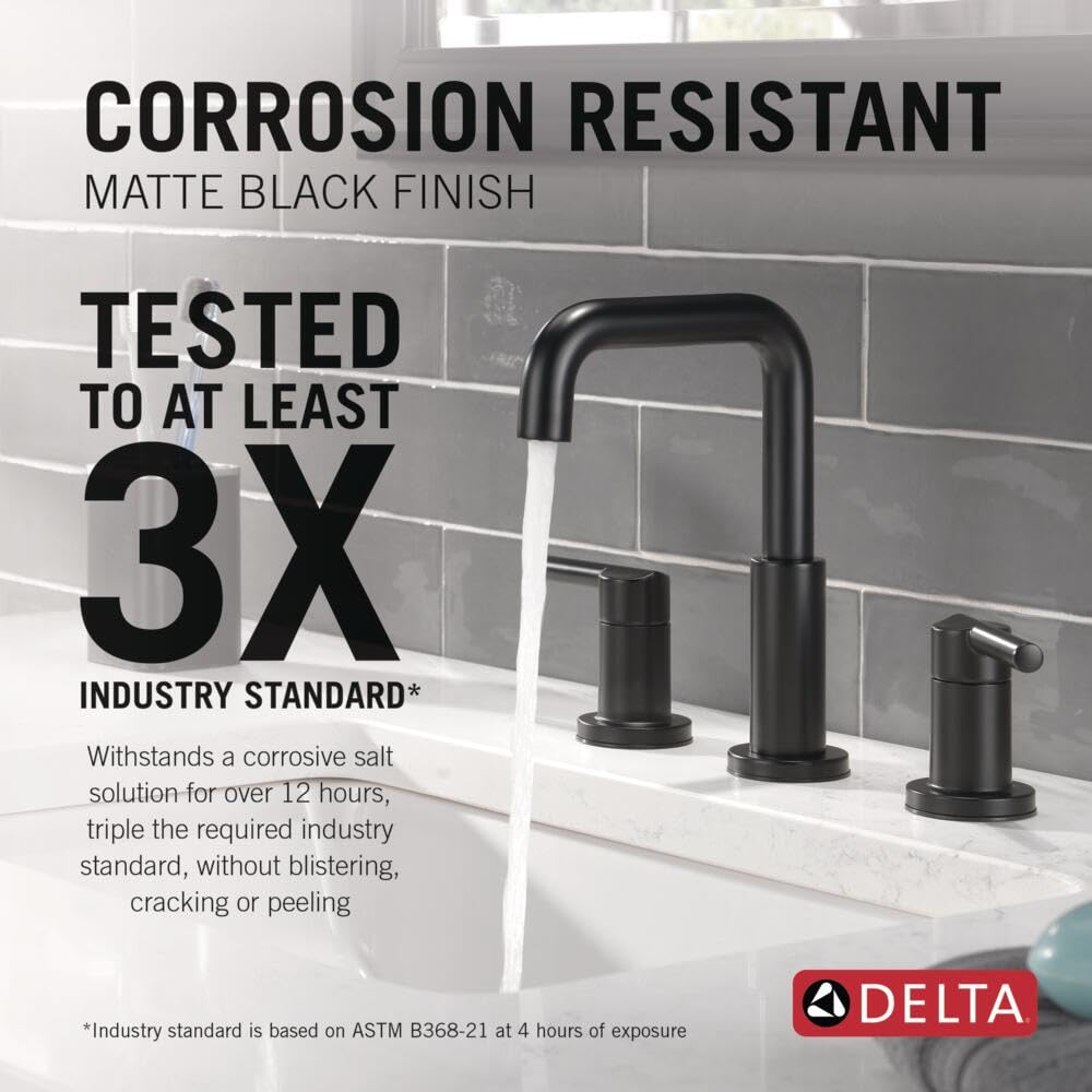 Delta Nicoli Brushed Gold Faucet 3 Hole, 8 Inch Widespread Bathroom Sink Faucet for Vanity, Push-Pop Drain Assembly, Champagne Bronze 35849LF-CZ