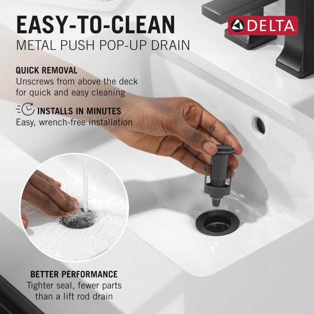 Delta Arvo Brushed Nickel Bathroom Faucet 1 Hole, Single Hole Bathroom Sink Faucet for Vanity, Push-Pop Drain Assembly, Spotshield Stainless 15840LF-SP