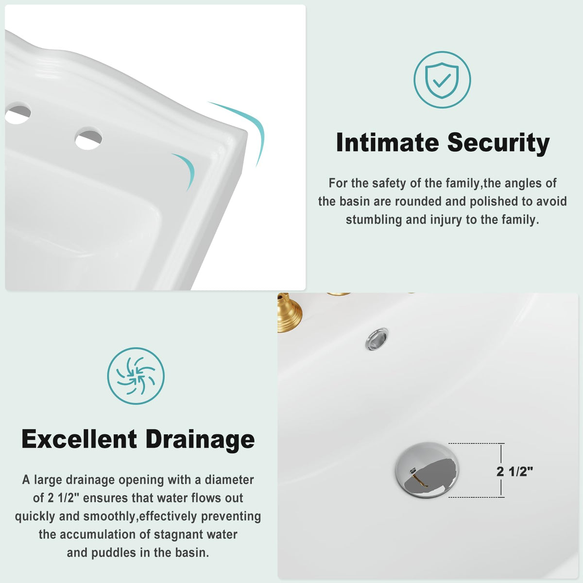 Garvee 20" W X 17" D W Bathroom Pedestal Sink, Pedestal Sink Combo