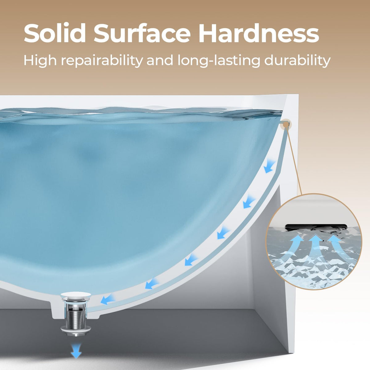 61''Stone Resin Freestanding Bathtub,Solid Surface Soaking Tub with Deep Bath Design, Modern Oval Free Standing Tub with Integrated Drain & Hidden Overflow, Starry Gray