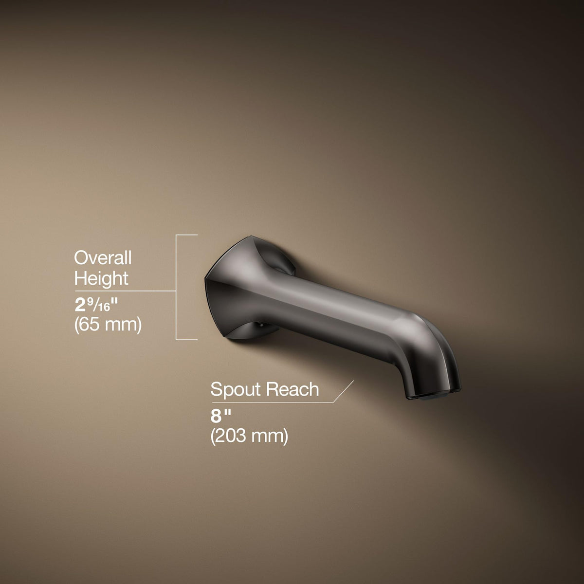 KOHLER 27115-2MB Occasion Wall-Mount 12" Bath Spout, Nondiverter Bathtub Spout with Slip-Fit Connection, Vibrant Brushed Moderne Brass