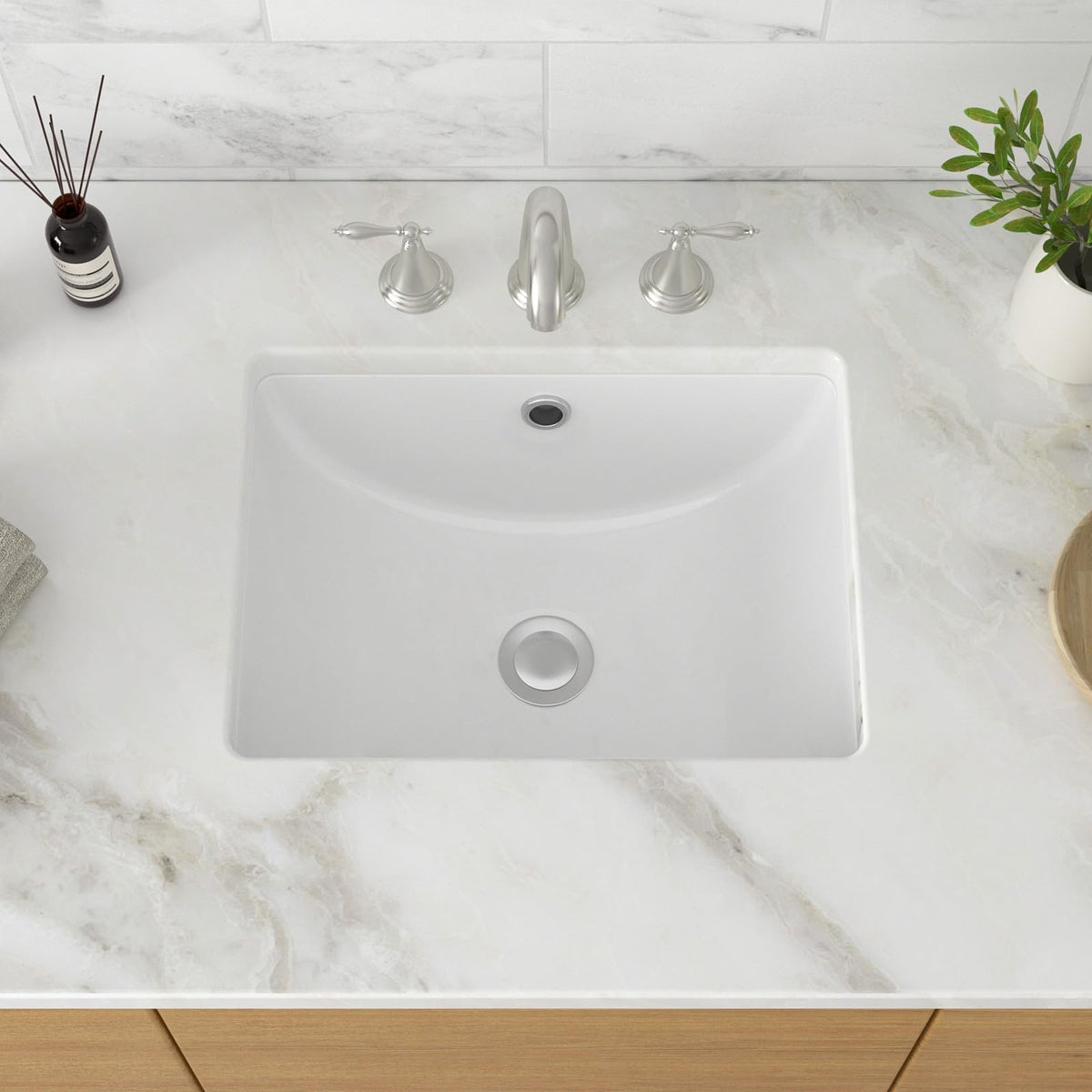 17 Inch Undermount Bathroom Sink Rectangle White