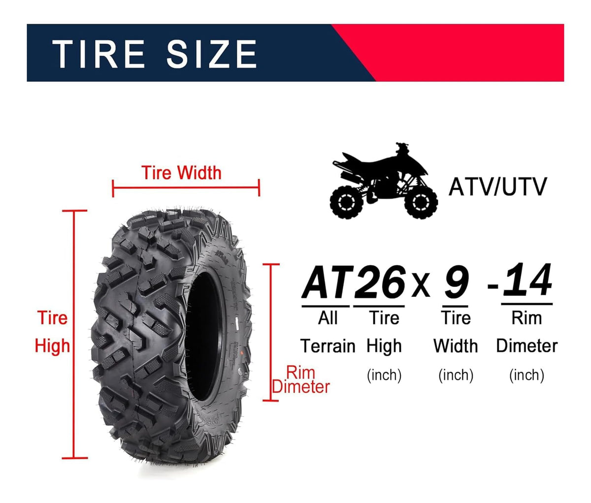 Set of 2-18x9.50-8, 4PR All-Terrain ATV/UTV Tires Tubeless