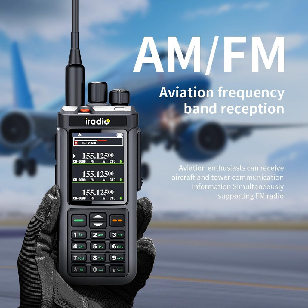 Iradio UV-98 Plus 10W Tri-Band Handheld Ham Radio, Wideband Receiver, Cross-Band Repeater, 1024 Channels, USB-C Charging