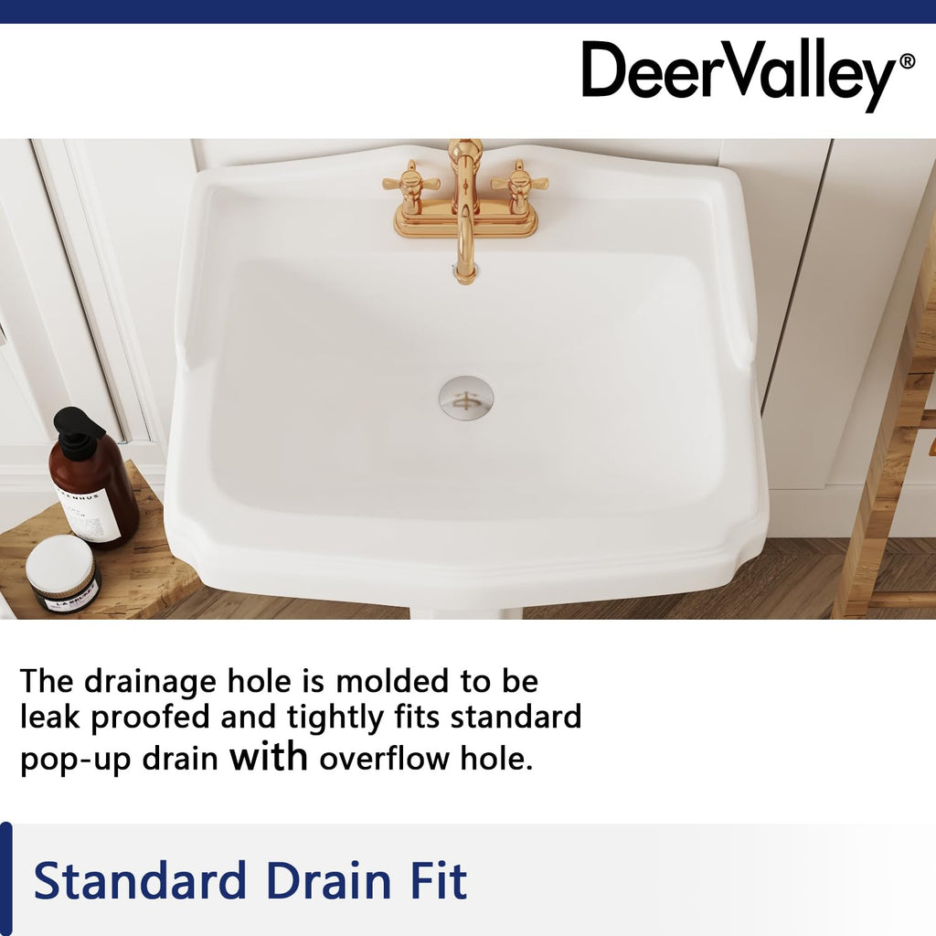 DeerValley Compact Bathroom Sink White 20"x17" Ceramic Sleek Basin DV-1P523
